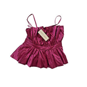 Thirty Thirty LA Peplum Top Womens Extra Small Satin Bustier Ruffle NWT XS